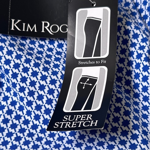 Kim Rogers Blue White Print Super Stretch Capri Pants Tummy Panel Womens Size 12 - Picture 7 of 13